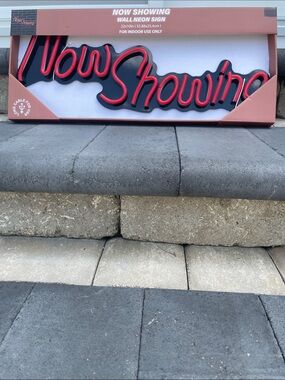 NWT “Now Showing” Wall Neon Sign - Red Script - 22x10”